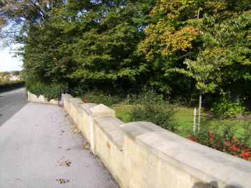 Stonemason built wall in Northop, North Wales.