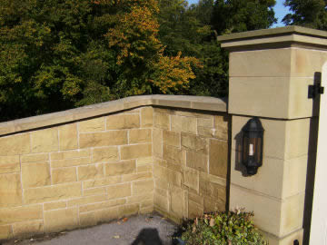 Stonemason built wall in Northop, North Wales.